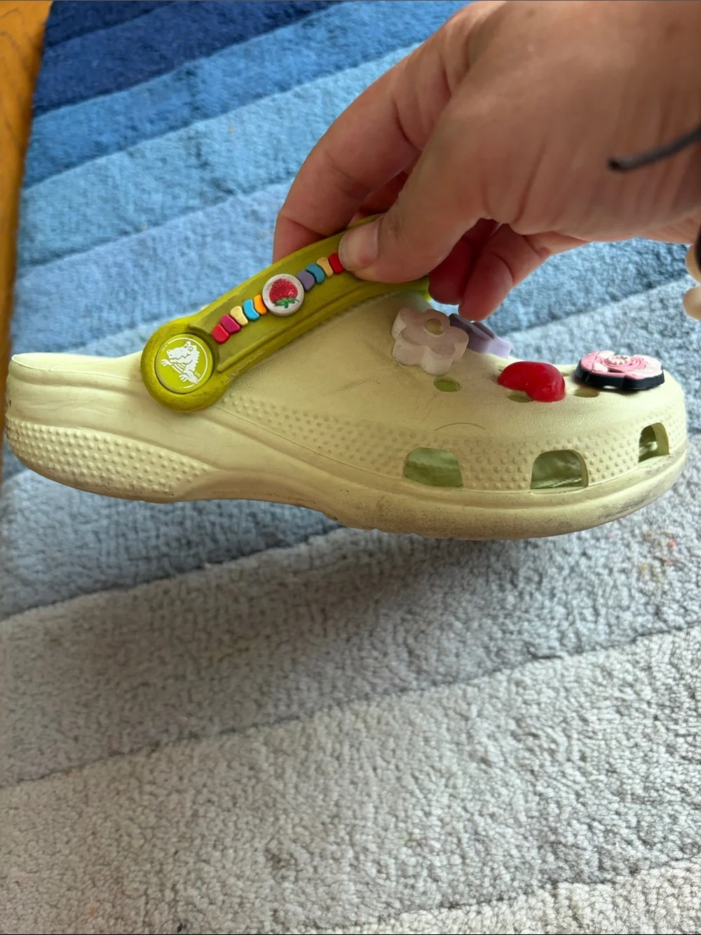 CROCS Kids Pale Yellow Clogs with Fun Charm Accents